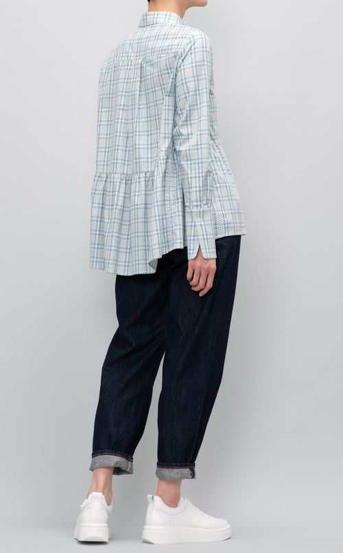 チェック切替ギャザーシャツ