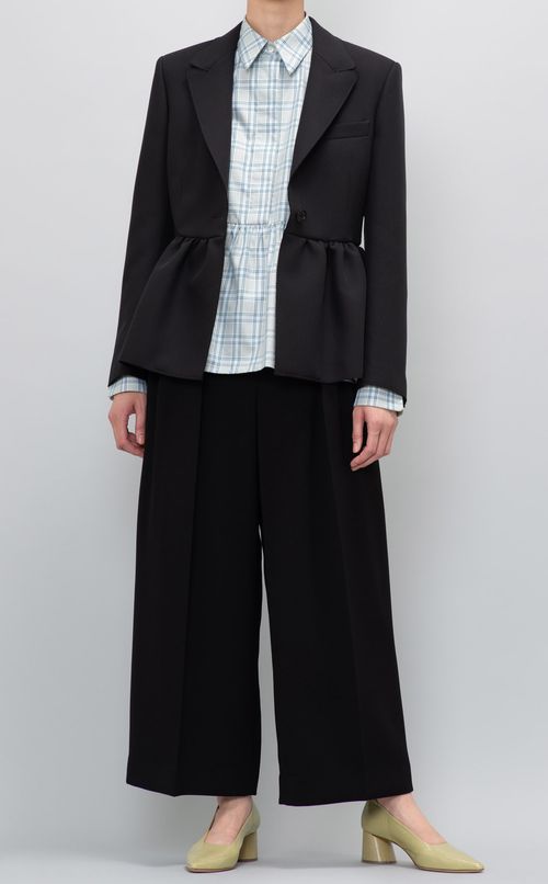 チェック切替ギャザーシャツ