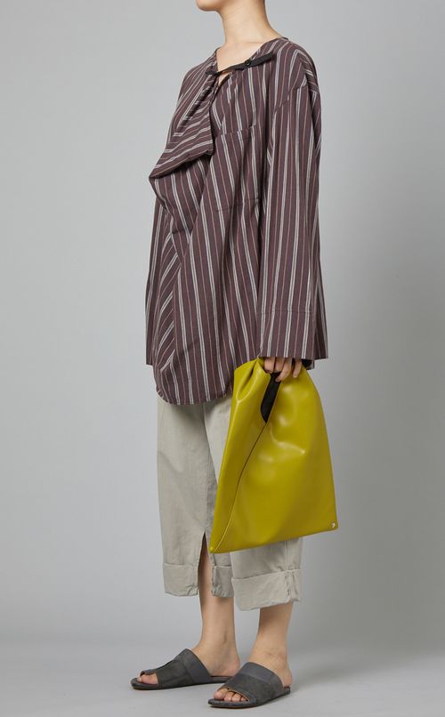 ネックデザインストライプシャツ