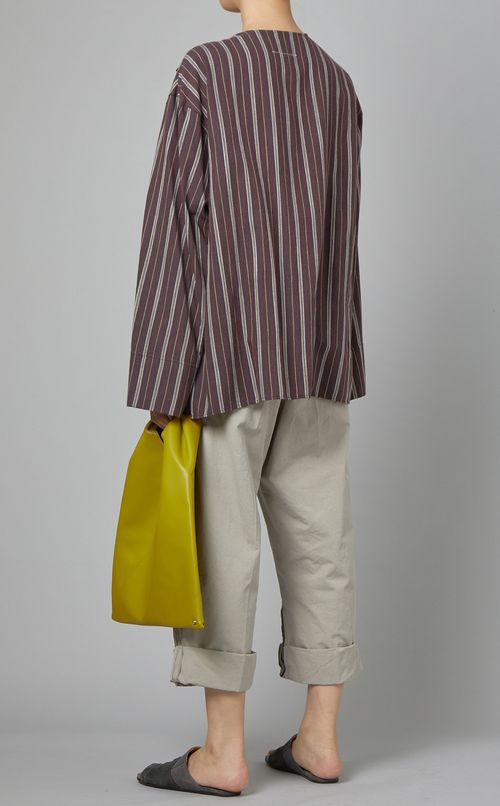 ネックデザインストライプシャツ