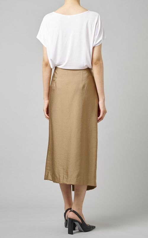 ゴールドボタンラップミディスカート