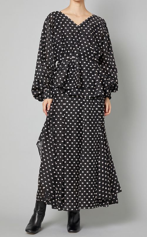 ドットアシンメトリーマーメイドスカート