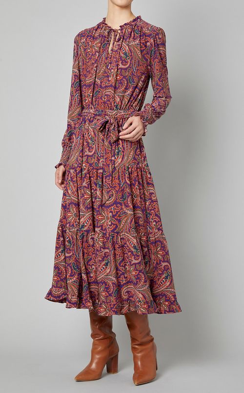 ペイズリープリントロングワンピース