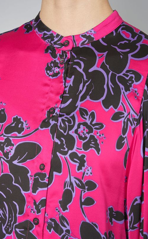 フラワープリントバンドカラーブラウス