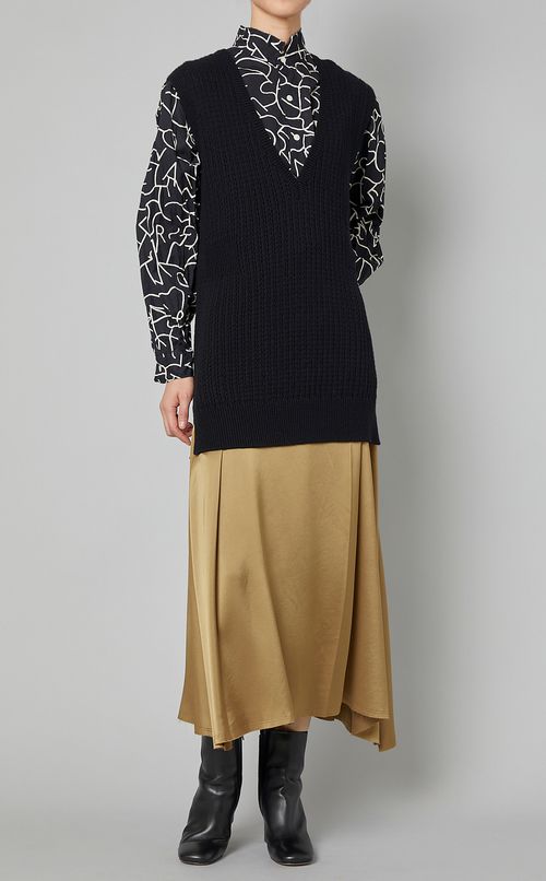 コットンウールアイレット柄ニットベスト