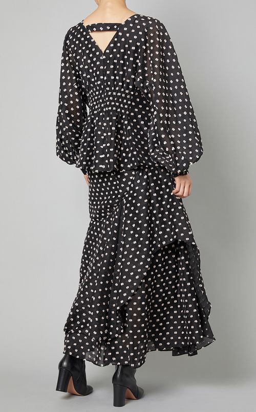 ドットジャガードペプラムブラウス