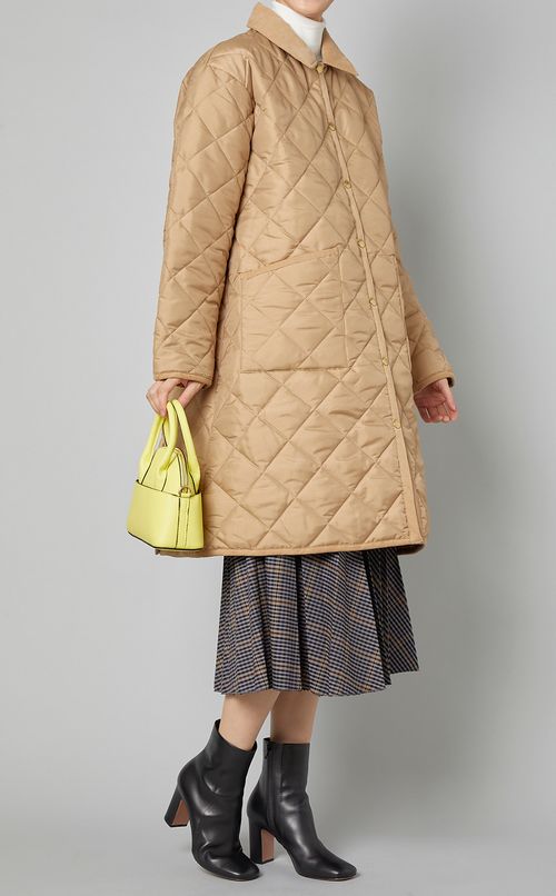 襟付きキルティングロングコート