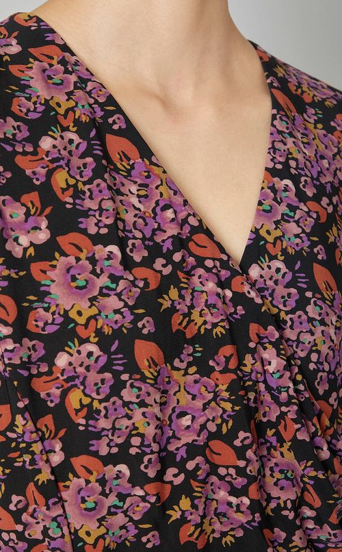 フラワープリントカシュクールワンピース