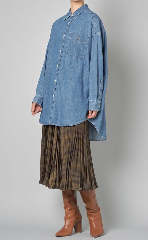 ドロップショルダーデニムシャツ