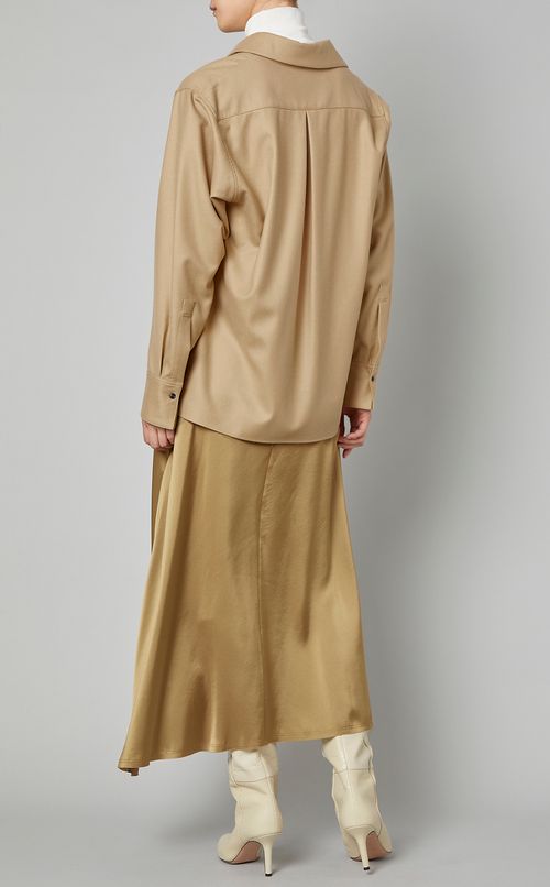 梳毛フラノVネックシャツ