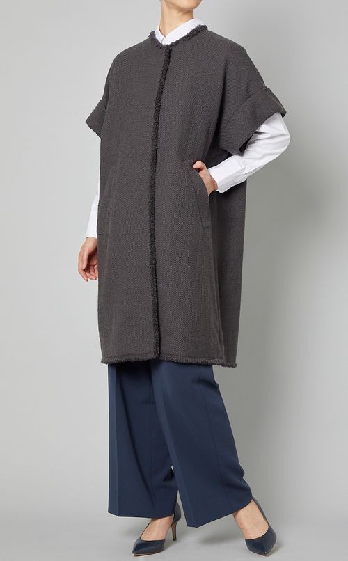 ウールミックスハーフスリーブコート