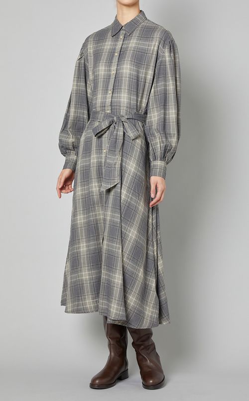 チェックプリントラッフルワンピース