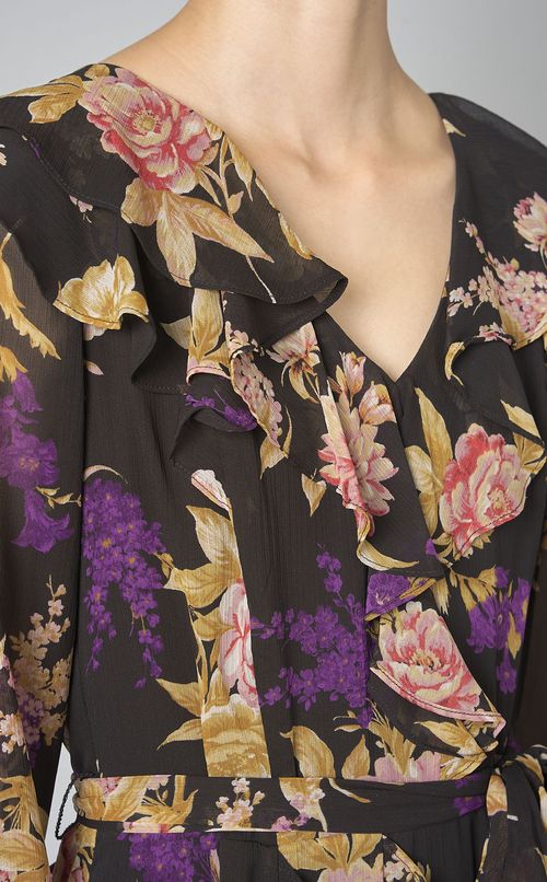 フラワープリントラッフルワンピース