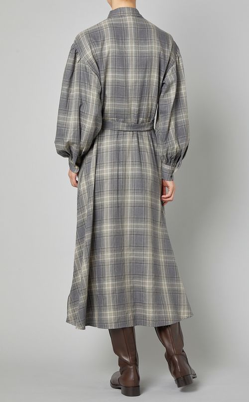 チェックプリントラッフルワンピース