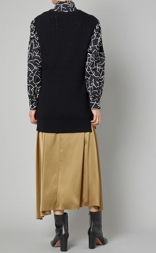 コットンウールアイレット柄ニットベスト