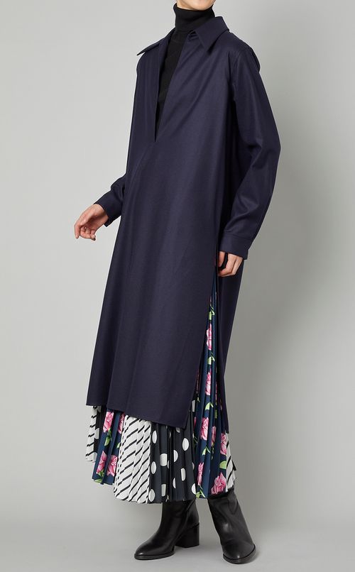 梳毛フラノVネックワンピース