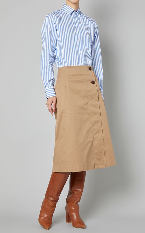 ワイドカラーストライプシャツ