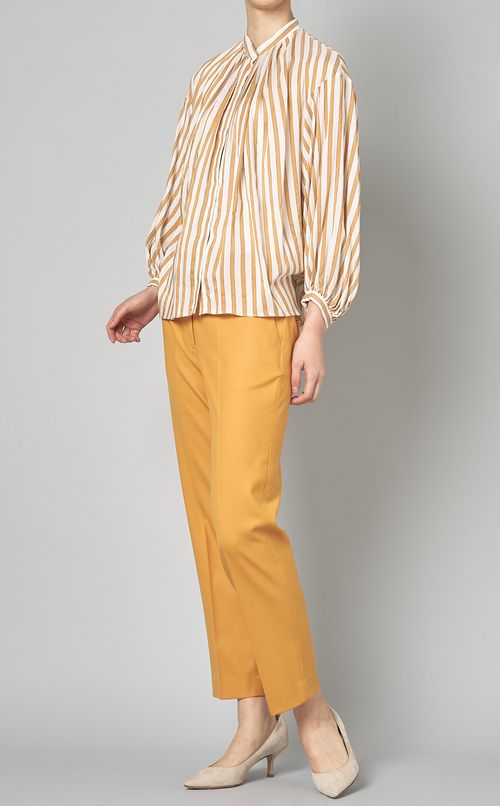 ストライプコクーンギャザーブラウス