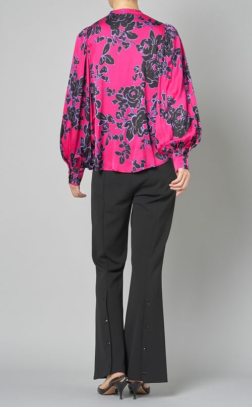 フラワープリントバンドカラーブラウス