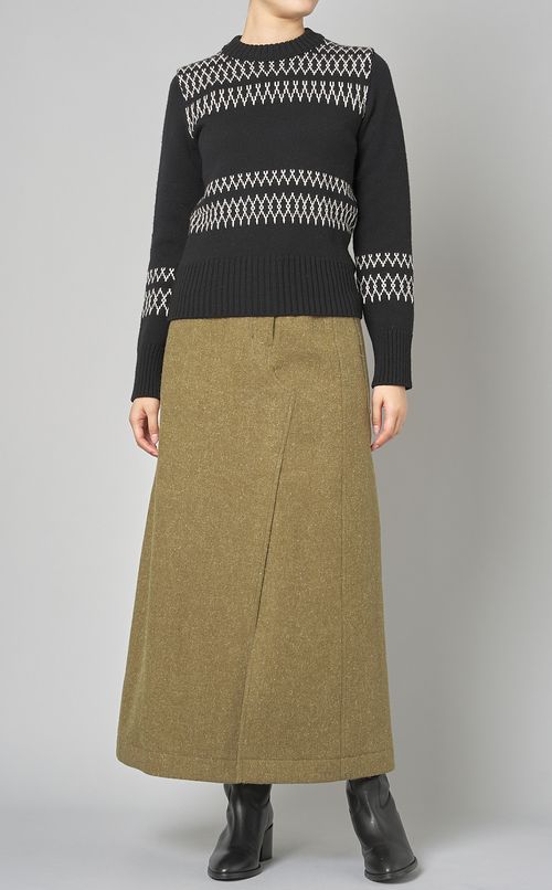 スリットツイードロングスカート