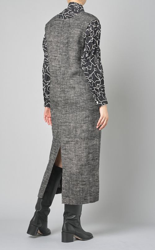 起毛リネンVネックワンピース