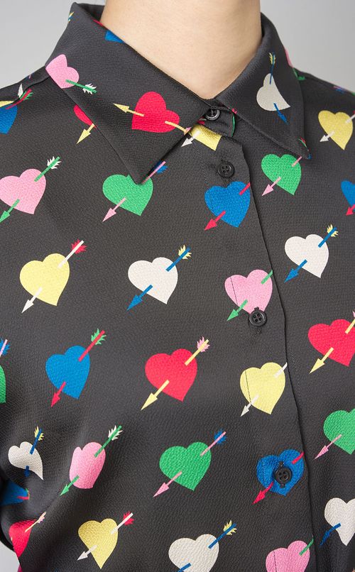 ハートプリン卜ロングスリーブブラウス