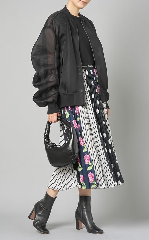 フラワードットプリントプリーツスカート