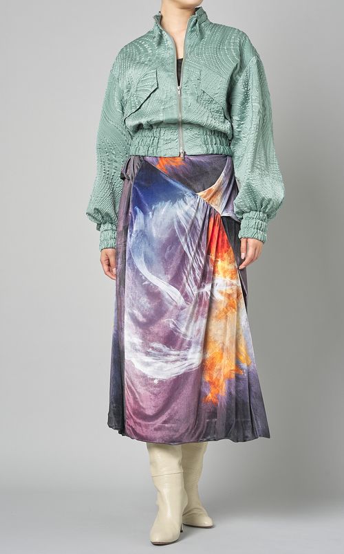 ハンドペイントベルベットタックスカート