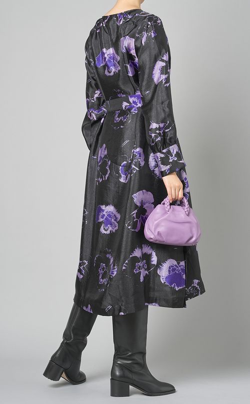 パンジープリントVネックワンピース