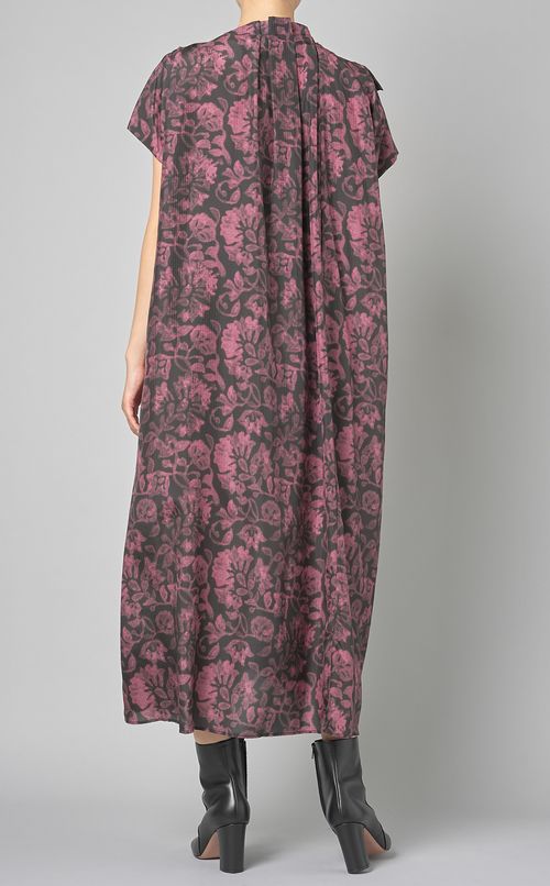 プリントギャザーネックワンピース