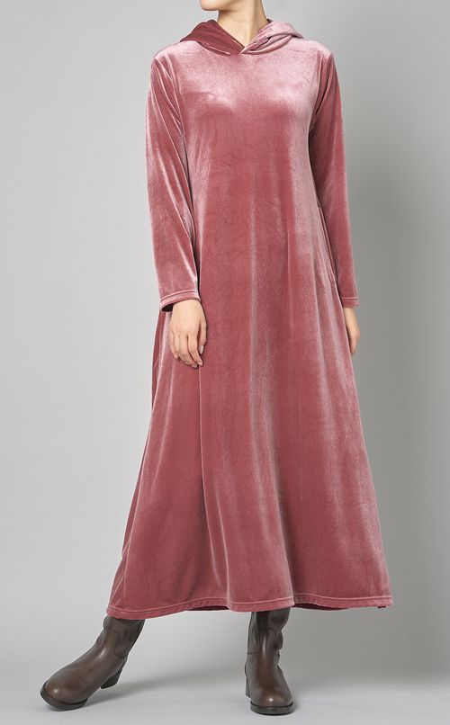 ベロアフーディロングワンピース