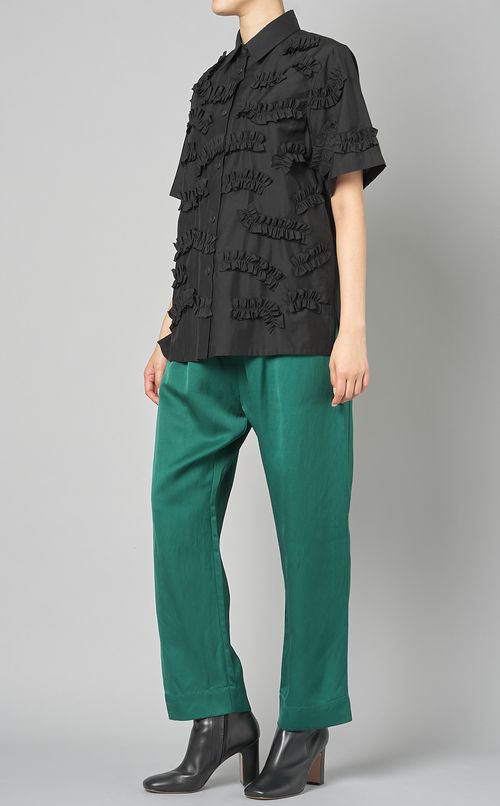 ウエストバンドタッククロップドパンツ