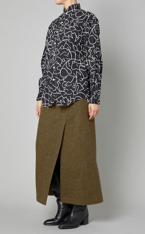 カットオフカラープリントシャツ