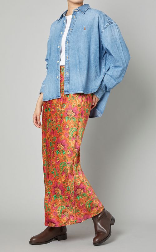 フラワープリントナロースカート