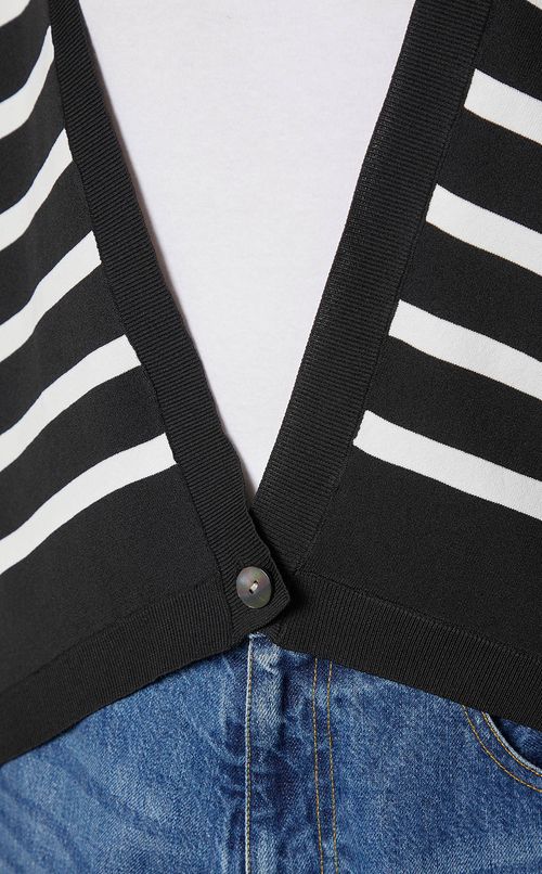 ボーダーニットボレロカーディガン