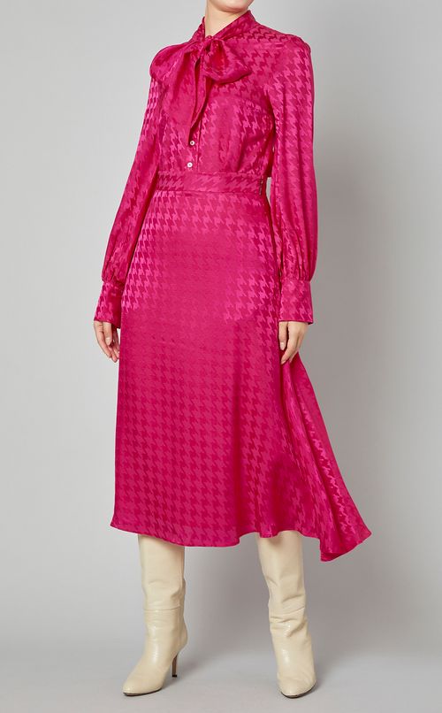 ヘリンボーンプリントボウタイブラウス