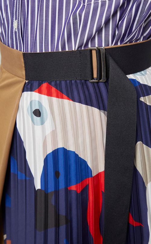 ドッグプリントプリーツミディスカート