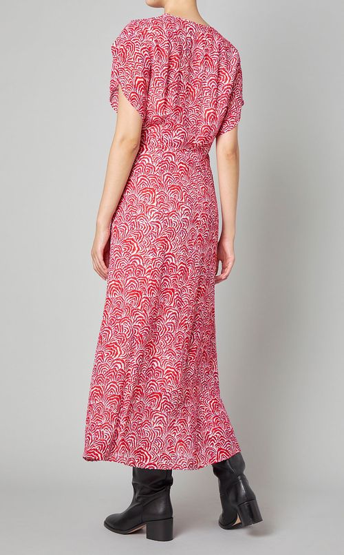 レッドゼブラVネックロングワンピース