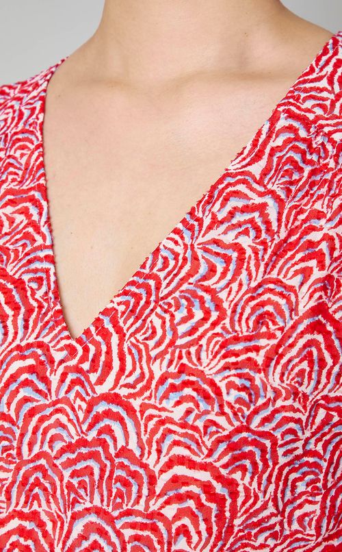 レッドゼブラVネックロングワンピース