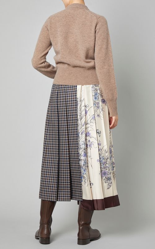 プリント切替プリーツミディスカート