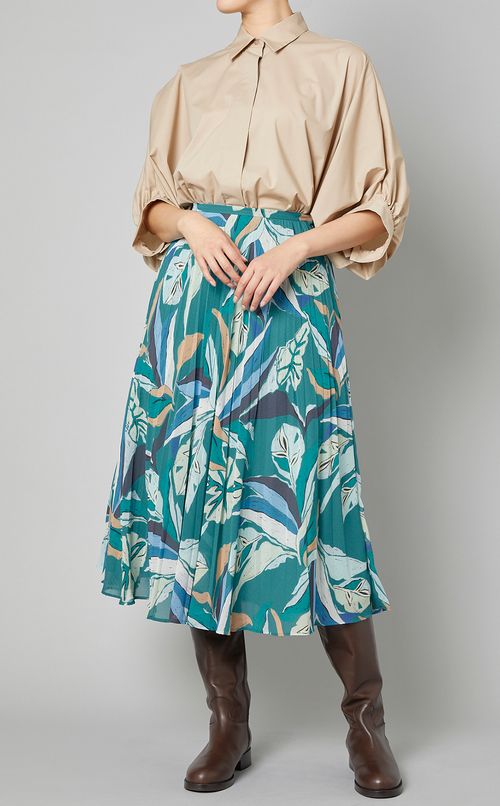 ハンドドローイングプリントスカート