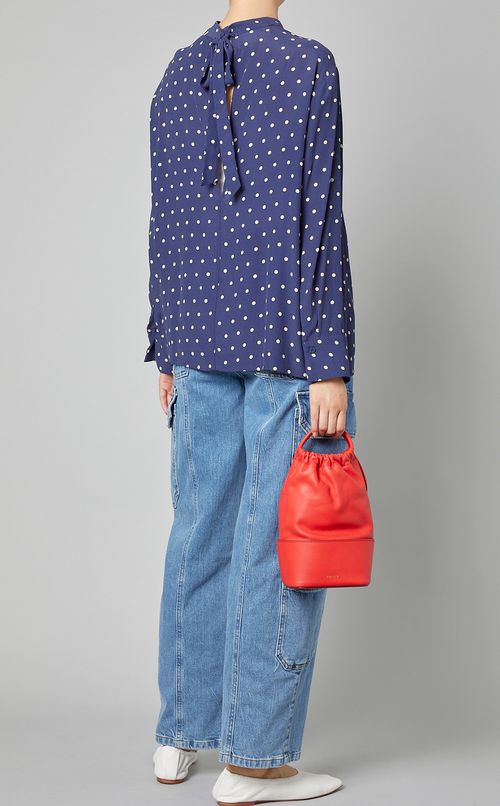 ドットプリントハイネックブラウス