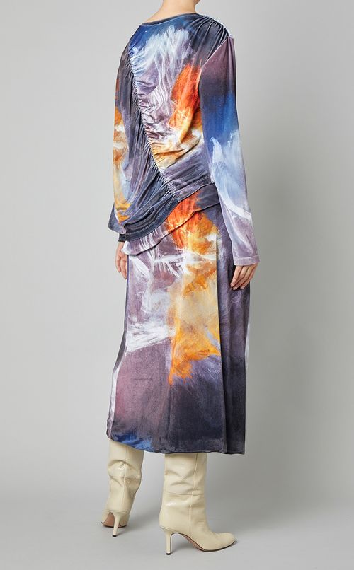 ハンドペイントベルベットタックスカート