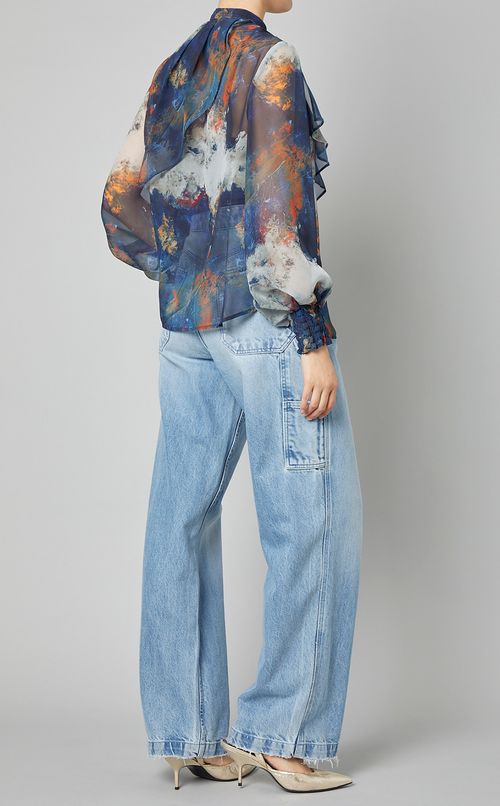 アブストラクトペイントラッフルブラウス