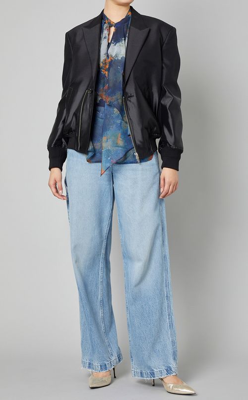 アブストラクトペイントラッフルブラウス