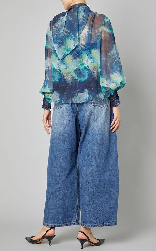 アブストラクトペイントラッフルブラウス