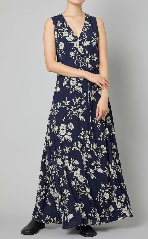 フラワープリントラップワンピース