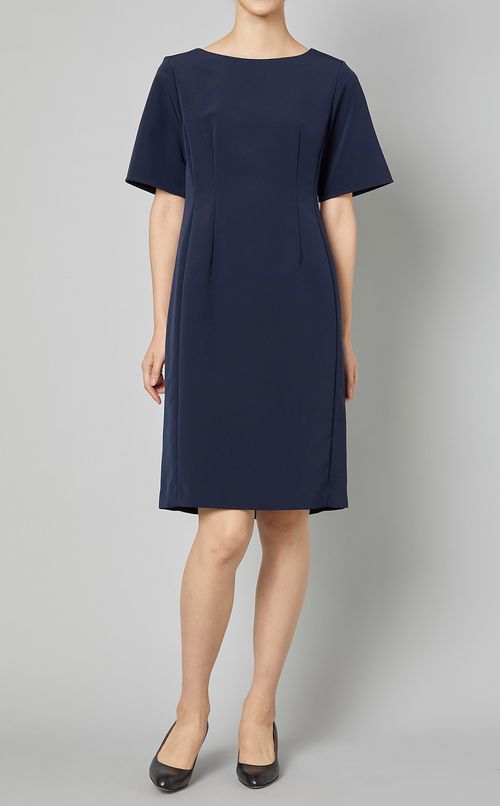 ストレッチボートネックワンピース