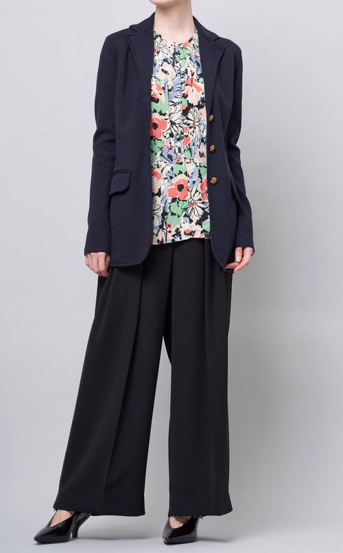 フラワープリントパフスリーブブラウス