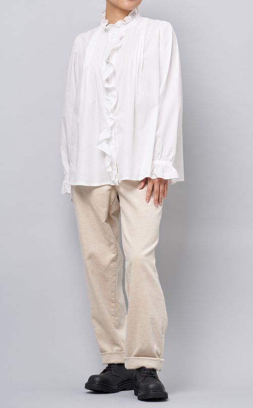 スタンドカラーフリルシャツ